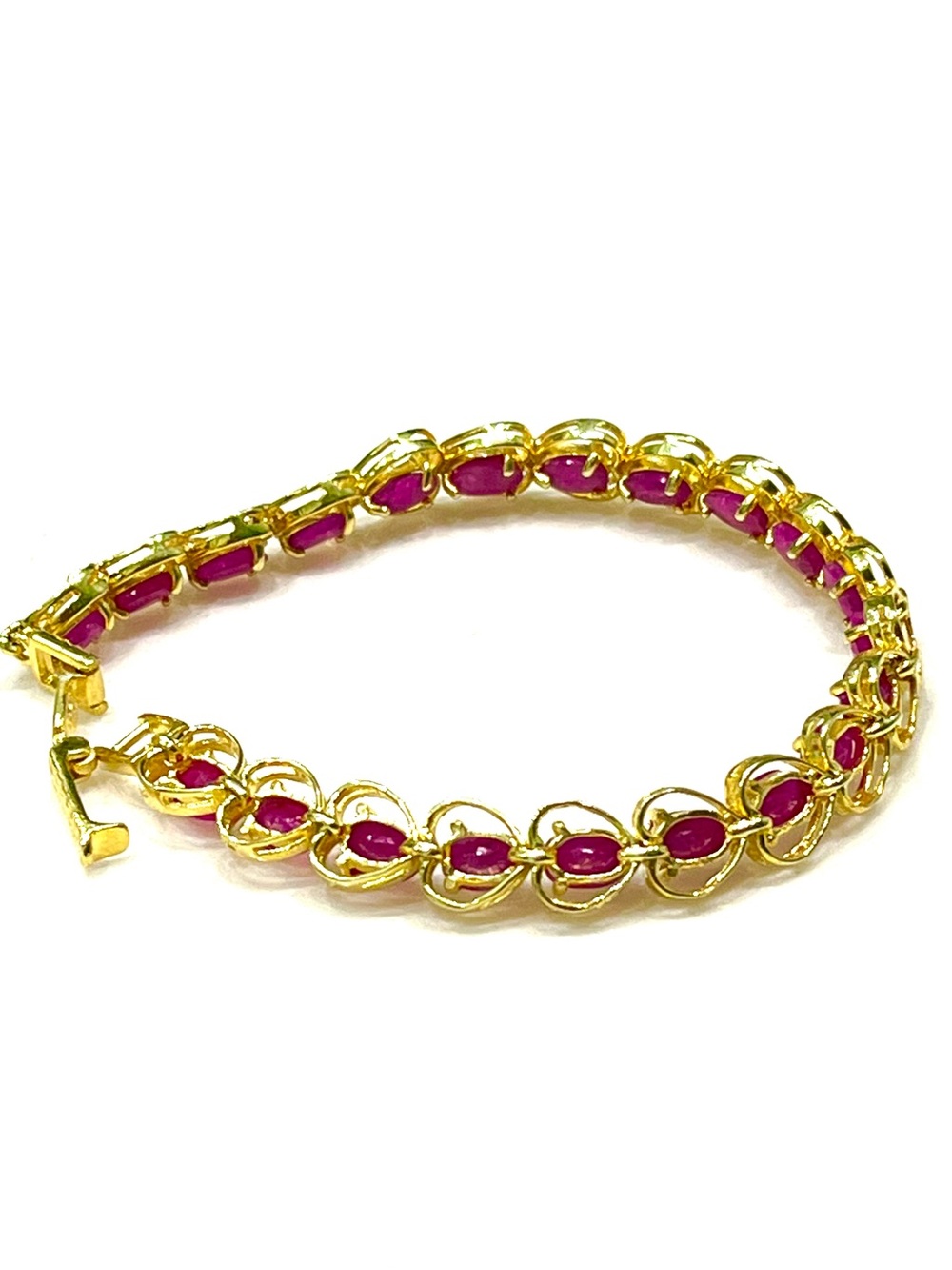 21x0.5ct Genuine Ruby 14KGP Bracelet - Picture 3 of 6